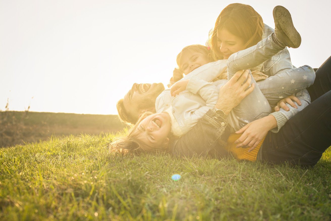 Happy family outdoor.